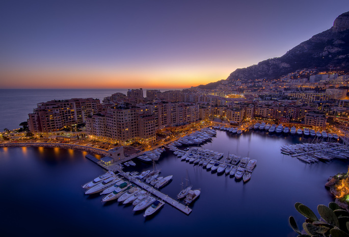 Ночь, monaco, залив