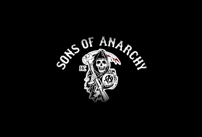 логотип, сериал, коса, Sons of anarchy, смерть, оружие