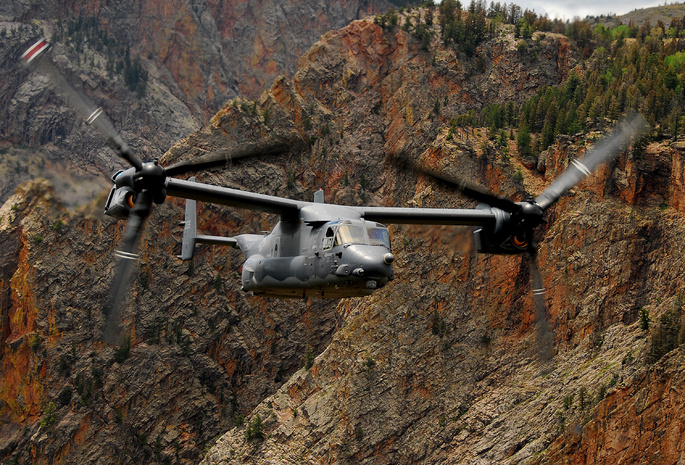 самолет, v-22 osprey, конвертоплан, Горы, usaf