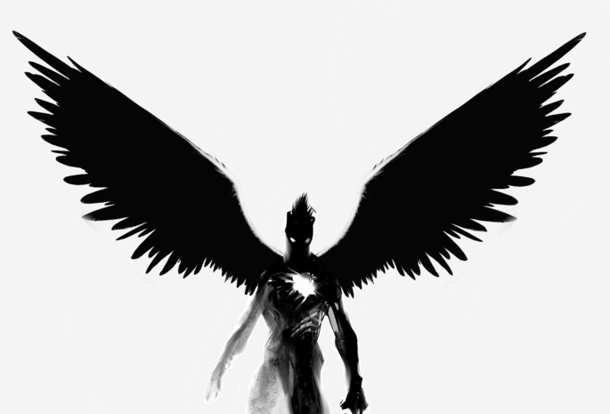 Демон, душа, черный, крылья, сердце
