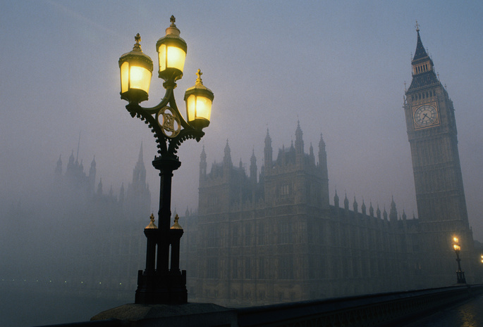 Лондон, мост, тауэр, туман
