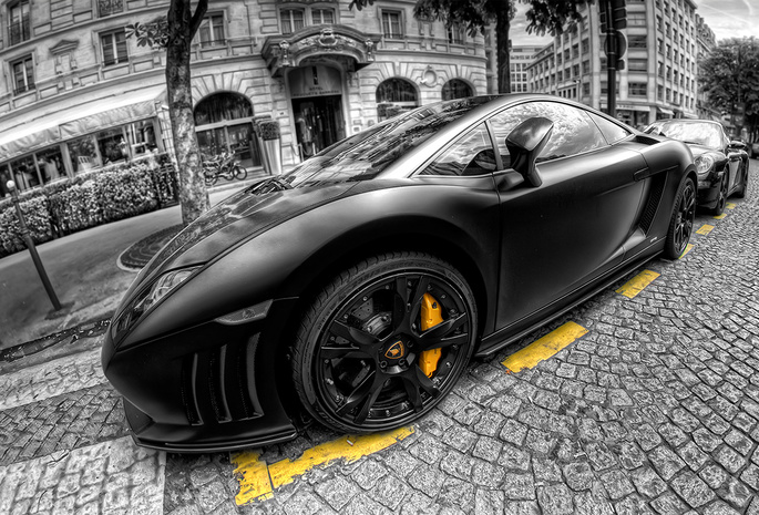 black, gallardo, Lamborghini, hdr