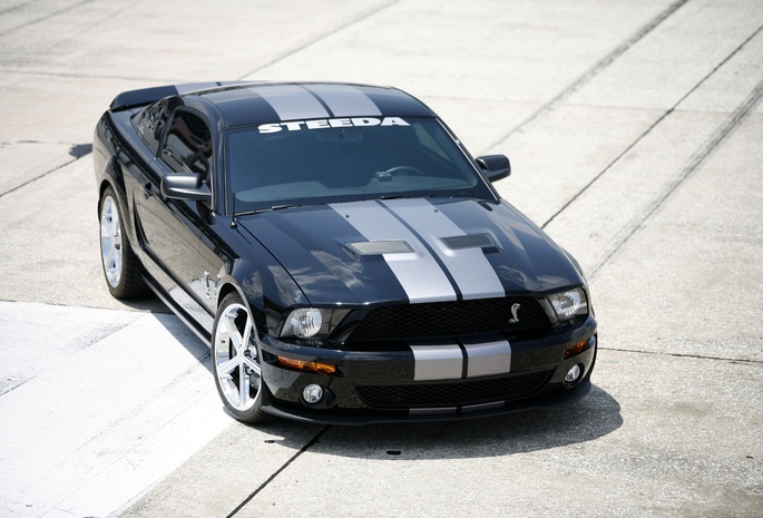 Mustang, shelby, полосы, gt500, черный