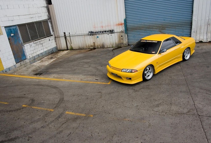 Nissan, skyline, r32, yellow