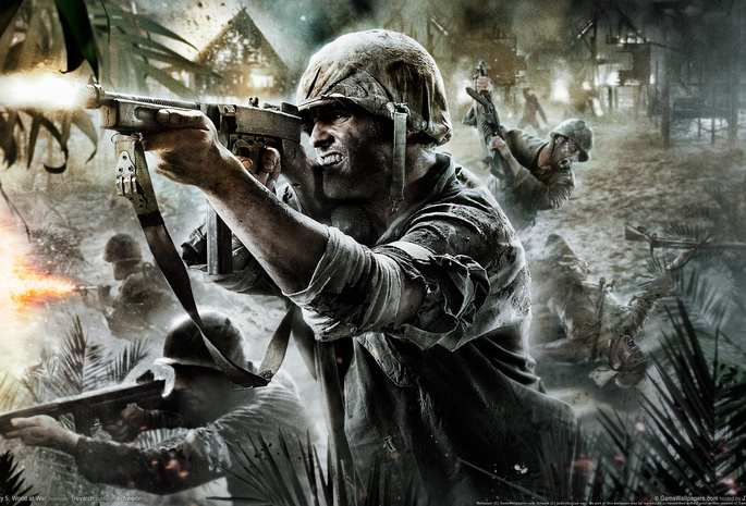 солдат, смерть, Автомат, cod world at war