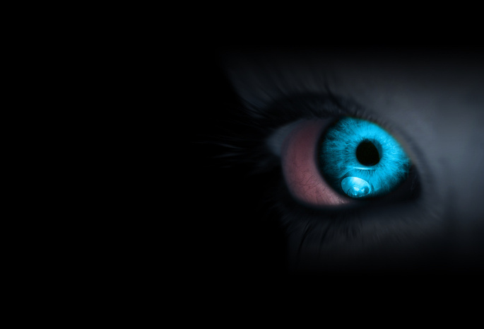 темнота, голубой, Глаз