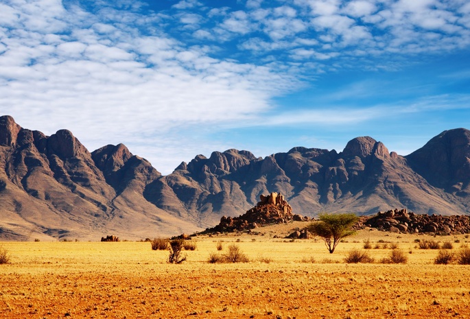 саванна, кустарники, Highlands, beautiful landscape, горы, песок