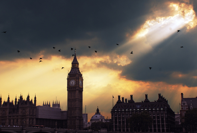 big ben, sunset, Лондон, биг бен, london, закат