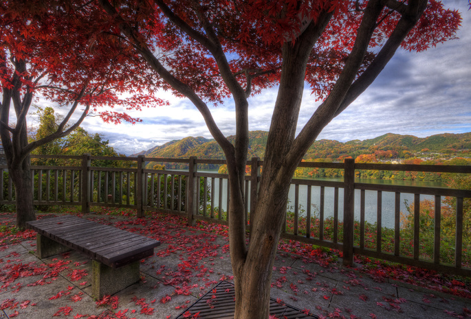 деревня, Природа, горы, озера, красота, осень, листва