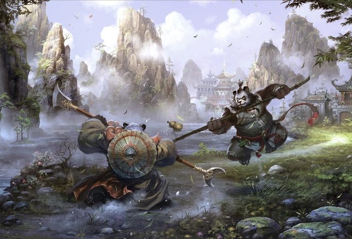 Арт, mists of pandaria, азия, панда, kung fu, world of warcraft, chao yuan xu