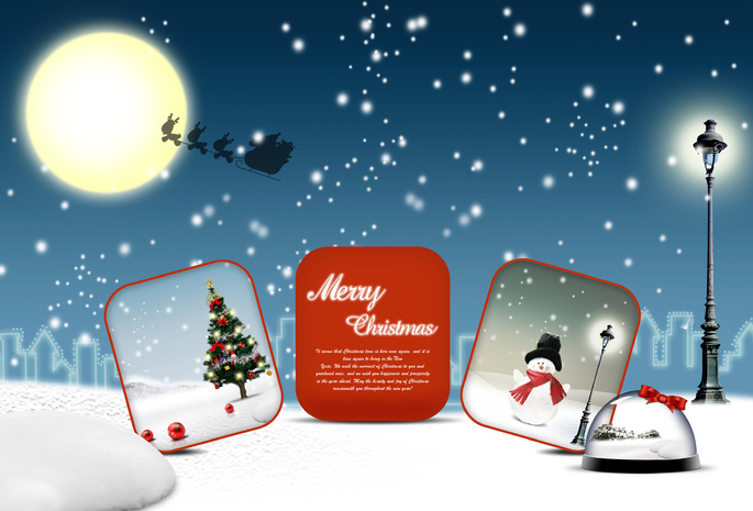 moon, Christmas, snowman, рождество, new year, christmas tree, snow, illustration, vector