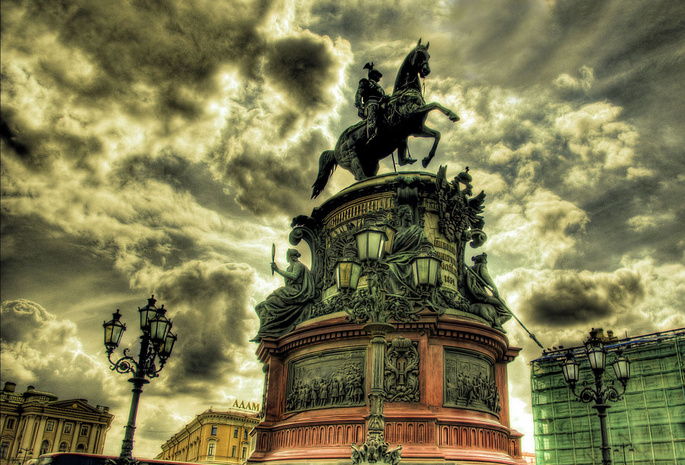 петербург, Исаакиевская площадь, медный всадник, санкт