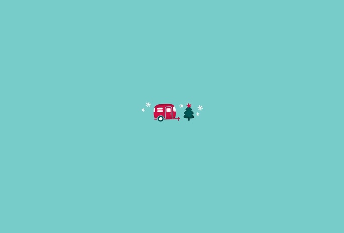 новый год, Хиппи, мини, елка, снежинки, фургон