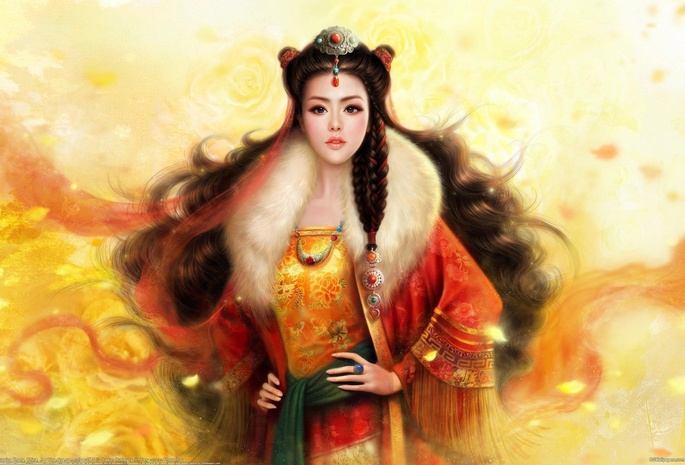 коса, ruoxing zhang, Арт, девушка, волосы, украшения, азиатка