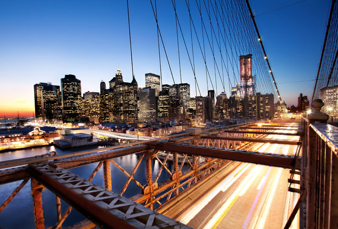 нью-йорк, закат, sunset, New york, brooklyn bridge, financial district, usa, nyc