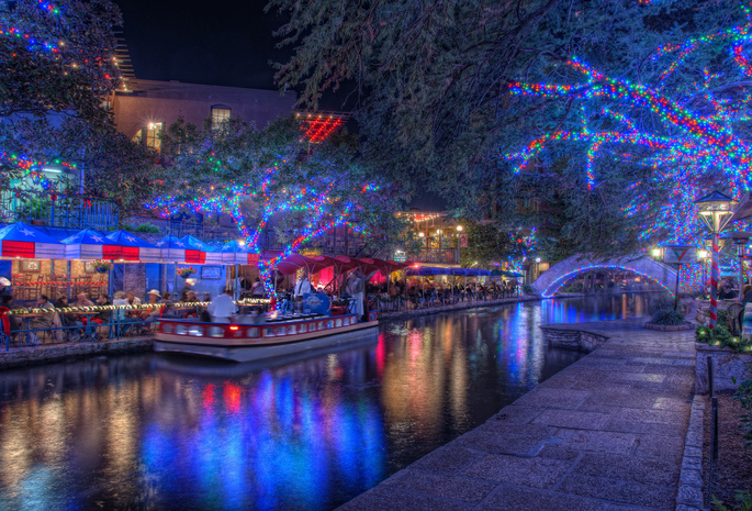 holiday, сан-антонио, ночь, christmas lights, texas, San antonio, техас, night