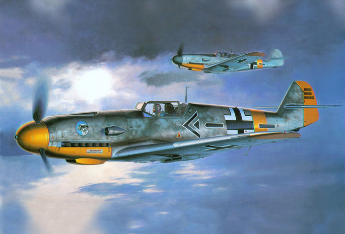 самолет, мессершмитт, мesserschmitt, Рисунок, bf -109f2