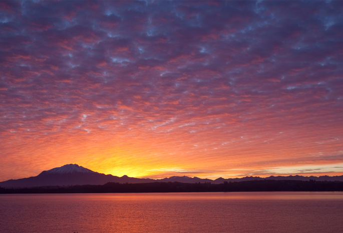 небо, пуэрто-варас, Chile, puerto varras, закат, чили, вечер