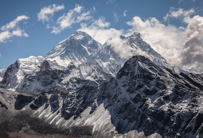 природа, chomolungma, горы, облака, Everest, снег