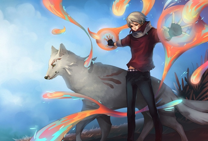 арт, natsume takashi, магия, madara, udonnodu, парень, волк, Natsume yuujinchou