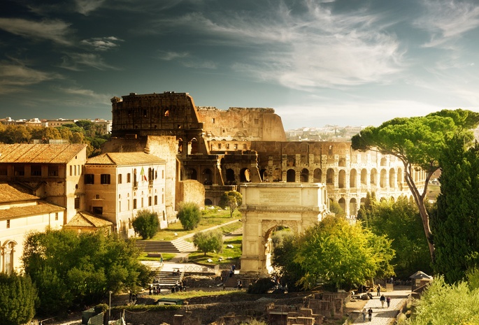 Colosseum, rome, колизей, рим, дома, италия, архитектура, italy