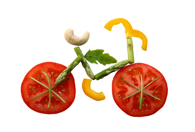 Минимализм, аппликация, помидоры, велосипед, овощи