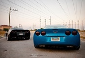 black, corvette, blue, Chevrolet