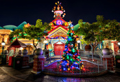 новый год, New year, город, disneyland, огней, christmas, ночь, disney