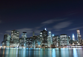 океан, свет, сша, море, вода, страны, u.s.a., ночь, вид, страна, usa, дома, америка, Города, огни, небоскрёбы, штаты