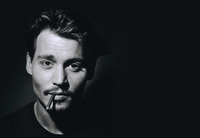 монохром, актёр, портрет, johnny depp, фотография, лицо, черно-белая, Мужчина, джонни депп