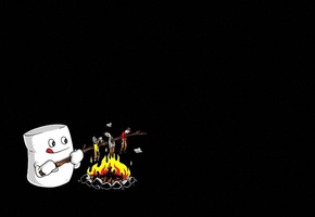 юмор, человеки, костер, жарит, Хлеб