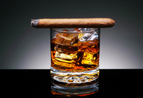 табак, льда, Фон, сигара, стакан.кубики, напиток, спиртное