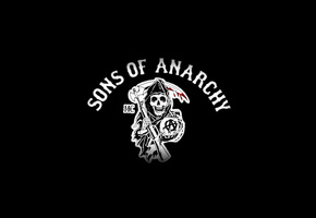 логотип, сериал, коса, Sons of anarchy, смерть, оружие