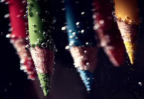 вода, Карандаши, colours, под водой, under water, пузырьки, пузыри, макро