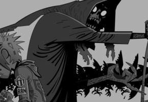 капюшон, смерть, коса, 2d, Gorillaz