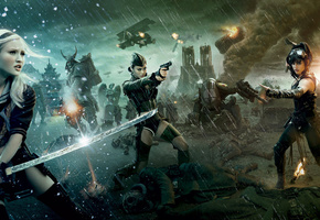 Sucker punch, взрывы, меч, девушки. самурай