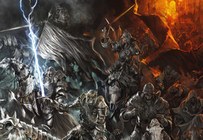 мертвых, всадники, мечи, воины, армия, Нежить, кони, доспехи, скелеты