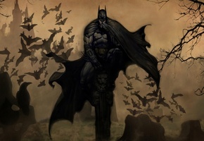 надгробие, мыши, плащ, ворон, Batman, супергерой, летучие, маска