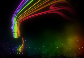 Девушка, линии, яркие цвета