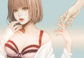 колечки, Аниме, девушка, настроение