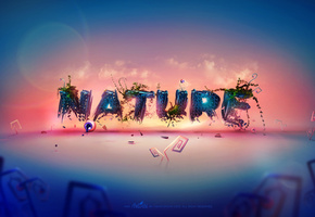 градиент, Nature, текст, облака, зелень