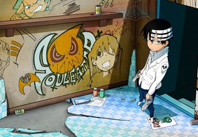 death the kid, краска, граффити, Аниме, рисунки, парень