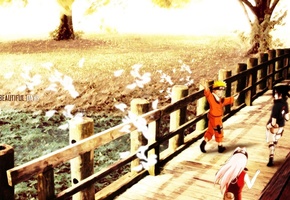 Naruto, закат, команда, team, наруто