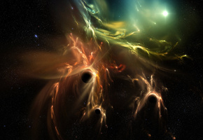 свет, Планеты, звёзды, шлейф, туманность