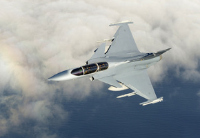 Gripen, небо, радуга, saab