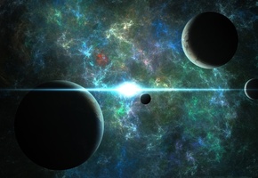 лучи, цвета, Космос, звезды, свечение, плланеты, свет