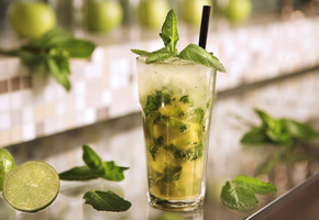 drink, стакан, коктейль, мята, лёд, Напиток, лайм, мохито