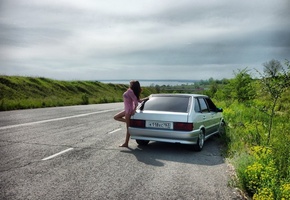 автомобили, авто, девушка, Лада 2114, машины