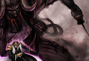 арт, меч, art, Bleach, bankai, аниме, воин, блич, captain komamuro