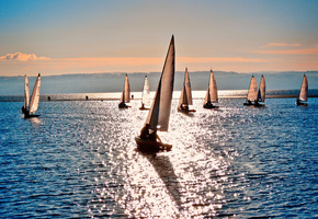 кораблики, море, Спорт, парусники, блеск